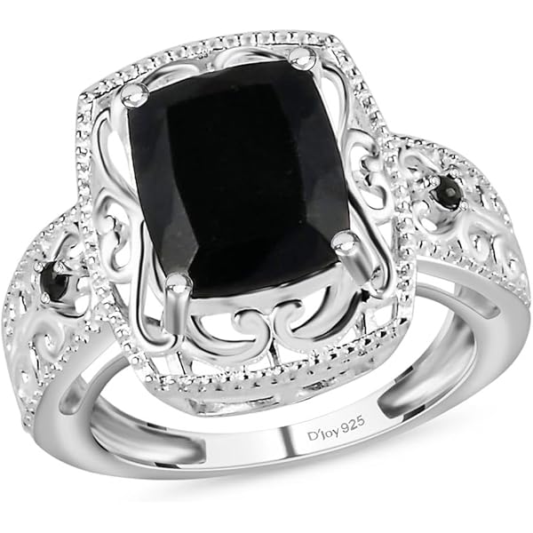 Amazon.com: Vintage 925 Sterling Silver Black Gem Ring